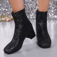 thumbnail image 5 of JUSLIO Womens Boots,Chunky Heel Boots Round Toe High Heel Comfort Solid Color Zipper Boots for Women, 5 of 9