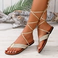 thumbnail image 2 of Mepaouo Women's Lace up Gladiator Sandals Criss Cross Strappy Flip Flops Tie up Summer Flat Shoes, 2 of 6
