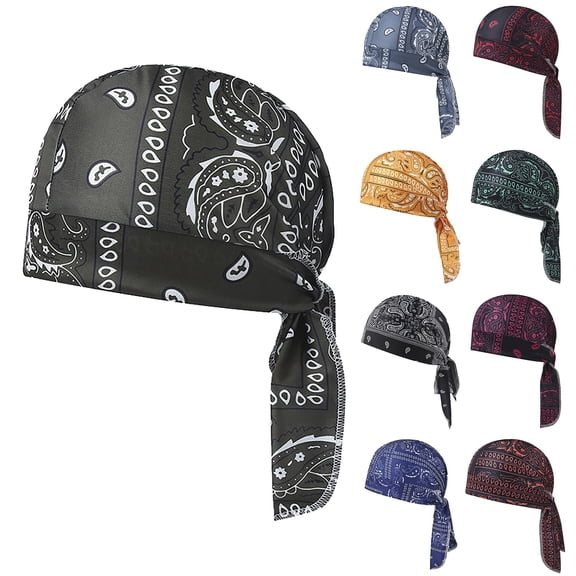 CUIYUAN 1PC LightweightElastic Headscarf Paisley Cooling Headscarf Cap Do Rags Skull Cap Men Women Helmet Liner Head Bandana Motorcycle Durags Caps For Outdoor Cycling And Running