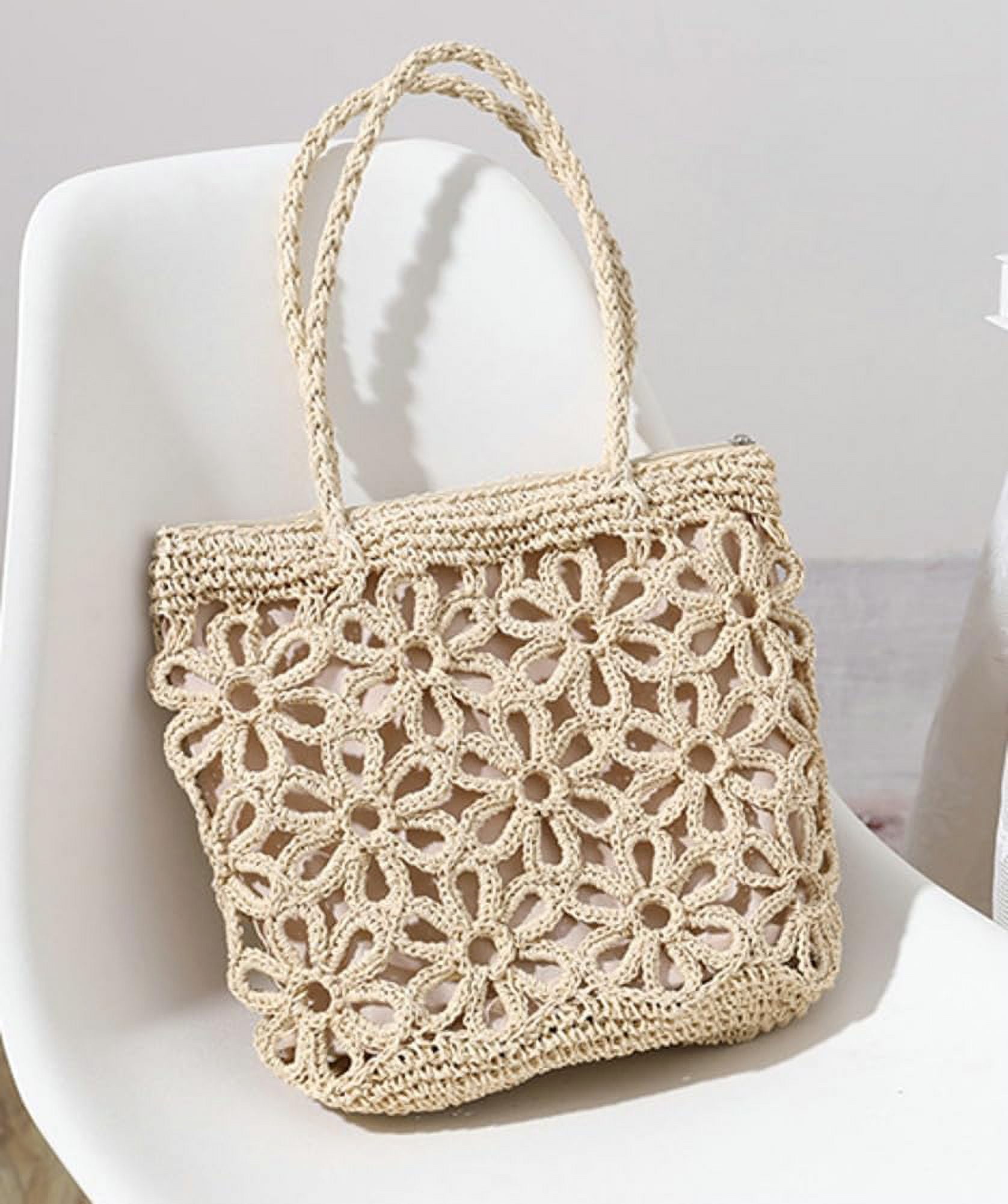 CoCoMangos Straw Woven Handbags for Women Hollow Shoulder Bag Large Flower Tote Purse Designer Top Handle Bag Beach Summer