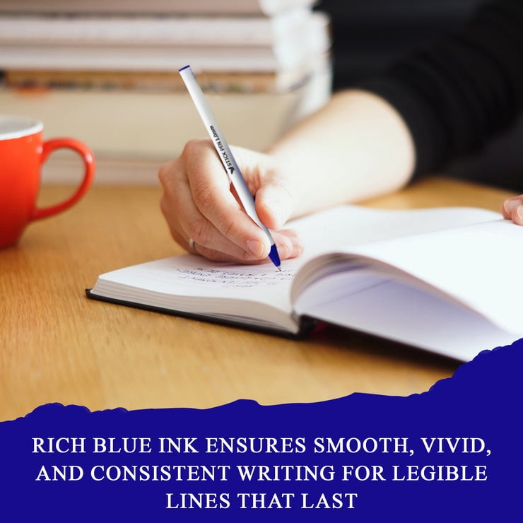 Three Leaf 144 Ct Bulk Pack Blue Ink Stick Ball Point Pen (Pack of 12), Medium Point, 1.0Mm, Fine Point Smooth Writing Pens, Classroom Office Supplies, Great For Everyday Use