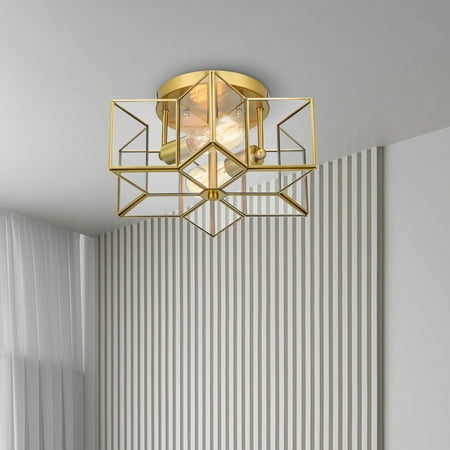

Bestco Semi Flush Mount Ceiling Light Fixture with Star Shade for Living Room Bedroom