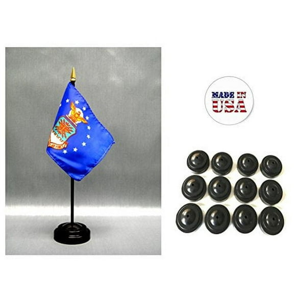 Box of 12 United States Air Force 4"x6" Miniature Desk & Table Flags Includes 12 Flag Stands & 12 American Made Small Mini USAF Stick Flags