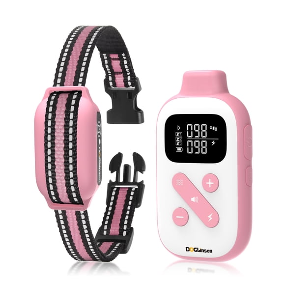 PetJoy No Shock Dog Training Collar, Vibrating Dog Collar with Remote 2800Ft, Dog Bark Collar No Shock-Vibration Collar for Puppy Small Medium Large Dogs - No Prongs,Pink