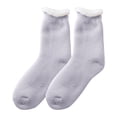 thumbnail image 2 of Ljudmp Women's Plush Lined Cuffed Mid Calf Cotton Socks Winter Warm Socks Thickened Crew Socks Cozy Fluffy Home Sleeping Floor Socks Light Blue, 2 of 2