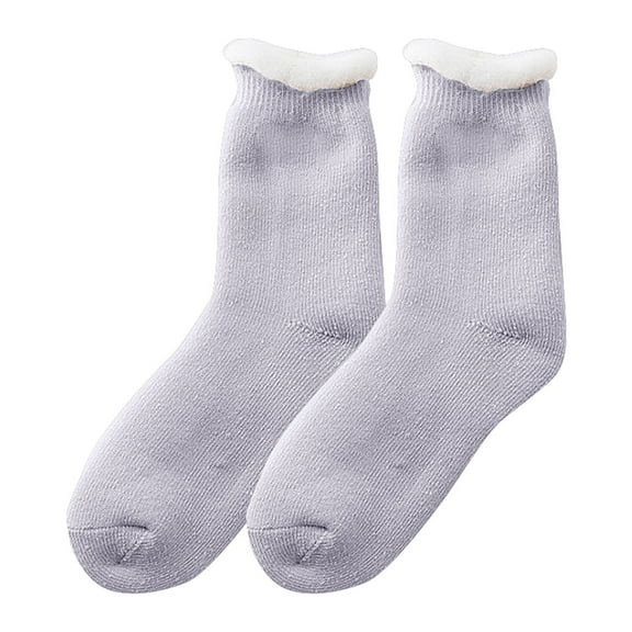 DQRPSEETB Autumn Winter Thick Socks with Plush Thickened Women's Warm Thick Coral Velvet Socks Women No Show Socks,White Socks Light Blue