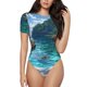 thumbnail image 1 of Fotbe Tropical Paradise Window View Body de Mujer con Cuello Redondo y Mangas Cortas, Sin Mangas Ajustado, Suave, Cómodo y Básico-Medium, 1 of 7