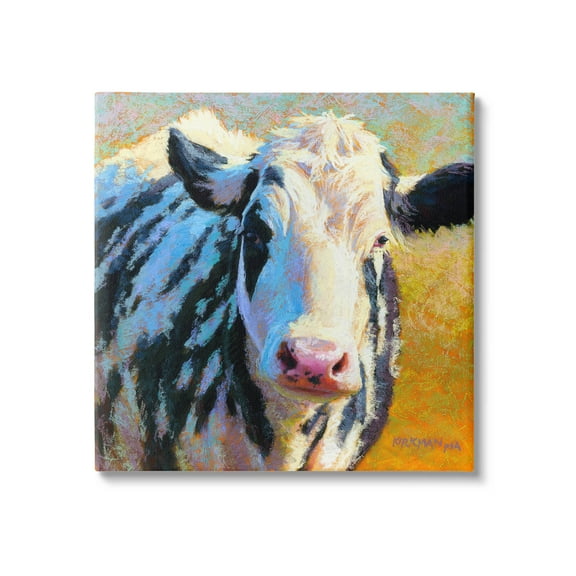 Spotted Cow Animal Portrait Animals & Insects Painting Gallery Wrapped Canvas Print Wall Art