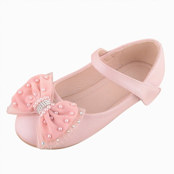 KPOPLK Girls Mary Jane Shoes Dress Shoes School Uniform Princess Ballerina Flower Shoes for Little Kid Size 10,Pink