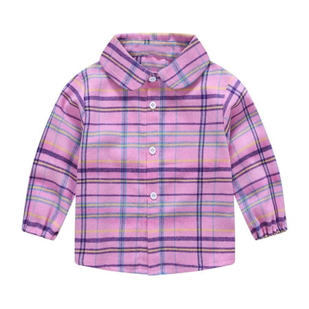 

ZCFZJW Baby Boy Flannel Shirts Lightweight Buffalo Plaid Long Sleeve Lapel Button Down Shacket Jackets Fall Winter Toddler Baby Kids Casual Coat(Purple 5-6Years)