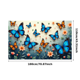 thumbnail image 1 of Beautiful Blue Butterflies and Pink Flowers Background Banner Party Decorations Backdrop Photography Props Spring Events Garden Parties Wedding Decorations, 1 of 4