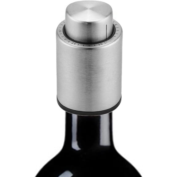 Wine Bottle Stoppers, Reusable Wine Stoppers Wine Bottle Sealer Pump Wine Saver Champagne Preserver with Date Scale Record, ,Wine Corks Keep Fresh, Gifts for Wine Lovers (Silver-1pc)