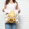 thumbnail image 3 of Throw Pillow Covers 16x16 Inch, Yellow Gnomes Decorative Pillow Cases for Couch Sofa Bed, Sunflower Bee Vintage Abstract Artwork Cotton Linen Square Home Decor Pillowcases with Hidden Zipper, 3 of 7
