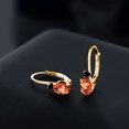 thumbnail image 4 of Gem Stone King 18K Yellow Gold Plated Silver Orange Sapphire and Black Diamond Leverback Earrings for Women (1.17 Cttw, Gemstone September Birthstone, Oval 6X4MM, Round 2MM, 3/4 inch), 4 of 5