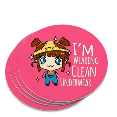 

I m Wearing Clean Underwear Kawaii Chibi Pigtails Novelty Coaster Set