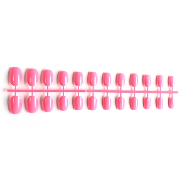 Qarigey 24 piezas de uñas postizas de forma ovalada para manicura artificial, uñas postizas, color rosa Type1 NO1