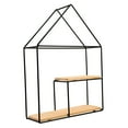 thumbnail image 3 of Estante de pared de hierro con tablero de madera para decoración del hogar y la oficina., 3 of 6