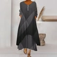 thumbnail image 2 of Edvintorg Fall Clothes for Women Vintage Dress Fashion Women Patchwork Print Casual Loose Dresses Round-Neck Long Sleeve Button Long Maxi Dress with Pocket, 2 of 6