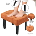 thumbnail image 3 of Orange Brown Teddy Velvet Ottoman Foot Rest, 11" x 5.5" Small Footstool with Sturdy Black Legs, Non‑Slip Design for Living Room, Bedroom, Entryway, 3 of 6