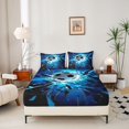 thumbnail image 2 of Manfei Football Sport Fitted Sheet, Neon Lightning Queen Bedding, DarkBlue Black Cyan 3 Pieces, 1 Fitted Sheet and 2 Pillowcases, 2 of 6