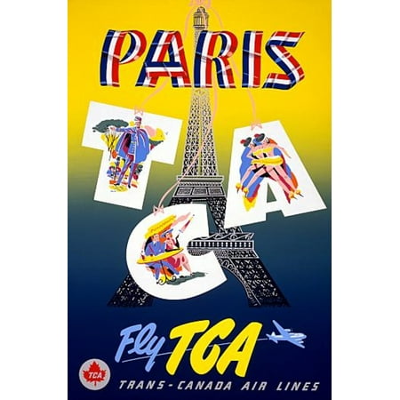 Paris Fly TCA Trans Canada Air Lines Travel Canvas Art - (36 x 54)