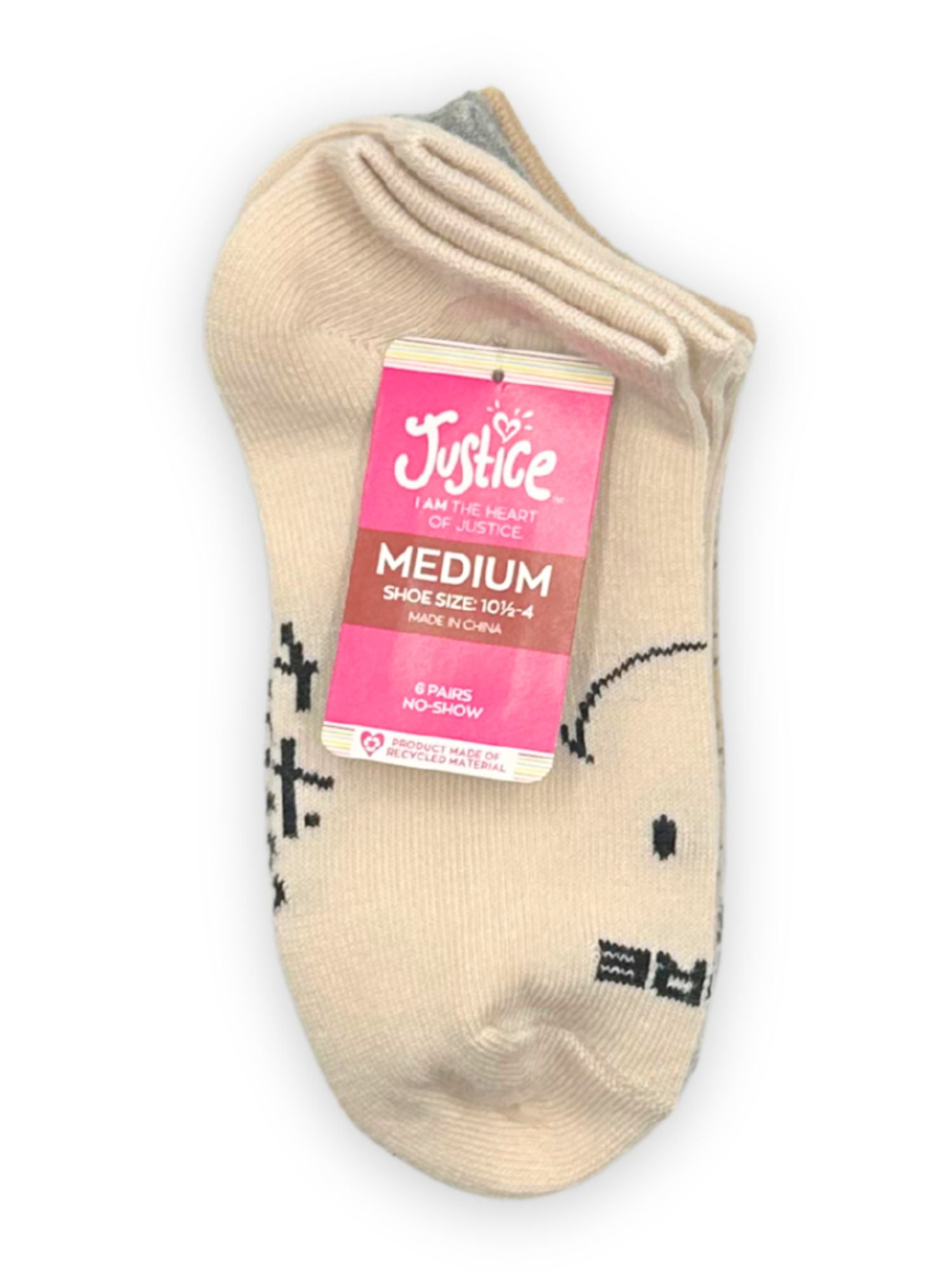 Justice Girls No-Show Socks 6-Pack, Sizes M-L