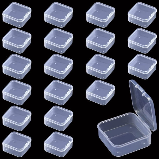 20 Pieces Small Clear Plastic Boxes Plastic Boxes with Square Lid Mini  Clear Plastic Box Small Plastic Containers for Beads, Jewelry, Pills