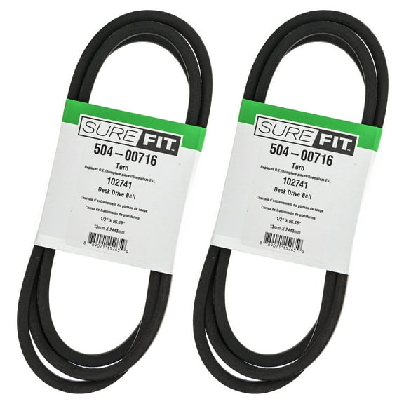 SureFit Deck Drive Belt 102741 Toro 36-60" Cut Rear Side Discharge 2PK