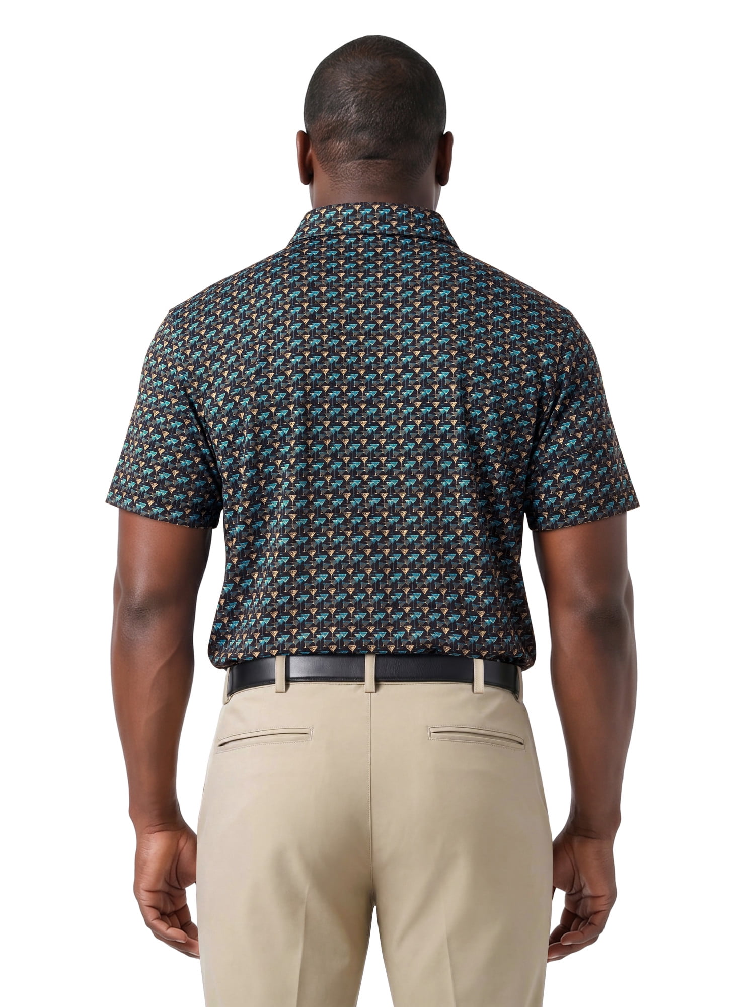 Ben Hogan Performance Men’s & Big Men's All-Over Martini Print Short Sleeve Golf Polo Shirt, Sizes S-4XLT