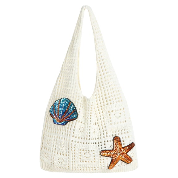 Topdear Crochet Tote Bag for Women, Aesthetic Crochet Mesh Beach Tote Bag, Summer Vacation Knitted Bag for Women Shoulder