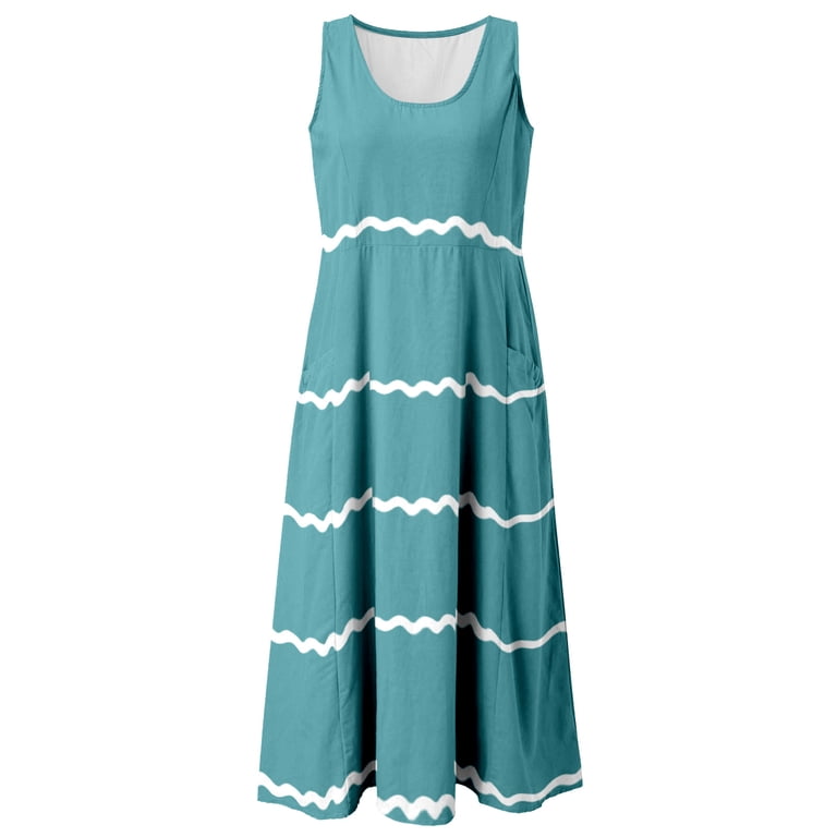 Sngxgn Women's Cozy Knit Sleeveless Bateau Neck Midi Dress(Blue,XXL) -  Walmart.com