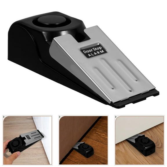 FRCOLOR Loud 120dB Door Stop Alarm with Wedge Design for Home Security and Travel Use Black Plastic and