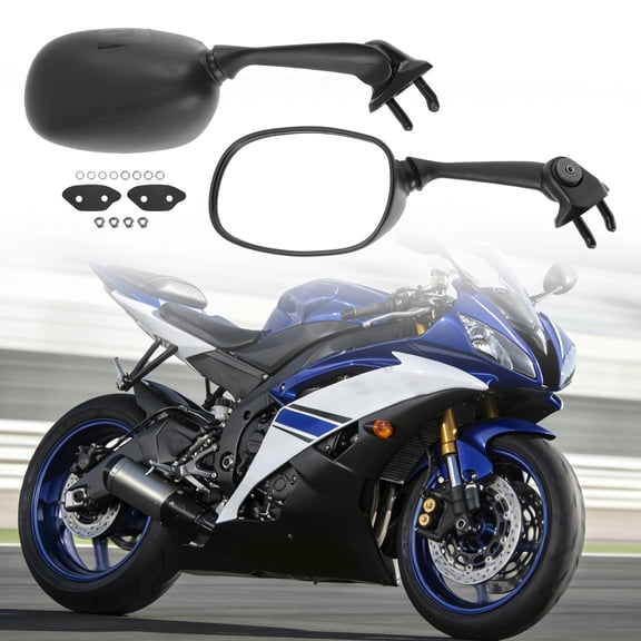 Unique Bargains Motorcycle Rear View Mirrors Oval Side Mirrors Mount Replacement for YAMAHA YZF-R6 2008-2017 1 Set