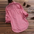 thumbnail image 4 of KIHOUT Womens Spring Plus Size Tops Ladies Casual Loose Plaid Long Sleeve Pockets Plus Size Tanic Blouse Tops Shirt, 4 of 6