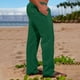 thumbnail image 1 of Pantalones de lino y algodón con cintura elástica para hombre, informales, lisos, con bolsillos, 1 of 6