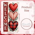 thumbnail image 2 of Red Heart Welcome Banner Polka Dot Pattern Backdrop Striped Design Buffalo Plaid Display for Valentine's Day Celebration Home Entrance Decor Romantic Party, 2 of 8