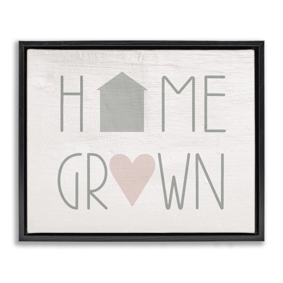 Stupell Industries Home Grown Country Words Quotes and Sayings Painting Black Floater Framed Canvas Art Print Wall Art, 21 x 17