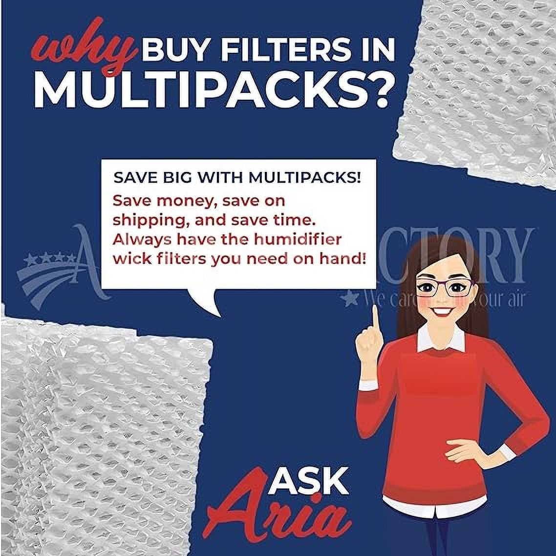 Air Filter Factory Replacement for A35W, 350, 360, 560, 560A, 568, 600, 700, 760, 760A, 768 White Water Pad Humidifier Wick Filters 2-Pack