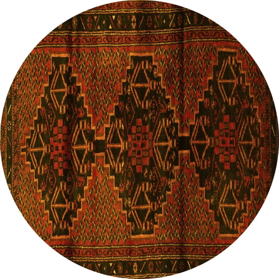 Ahgly Company Machine Washable Indoor Round Persian Yellow Traditional Area Rugs, 8' Round
