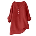 thumbnail image 6 of T Shirts For Women Womens Tops 3/4 Sleeve Cotton Linen Blouses Led Top T Shirt Solid Color Comfy Tops Spring Casual Tunic Top, 6 of 7