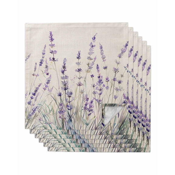 nqOlkjepod Purple Spring Floral Cloth Napkins Set of 6 Reusable Dinner Napkins, Summer Flowers Botanical Rustic Cocktail Napkin Washable Table Napkins for Wedding/Holiday Party/Baby Shower 20"x20"