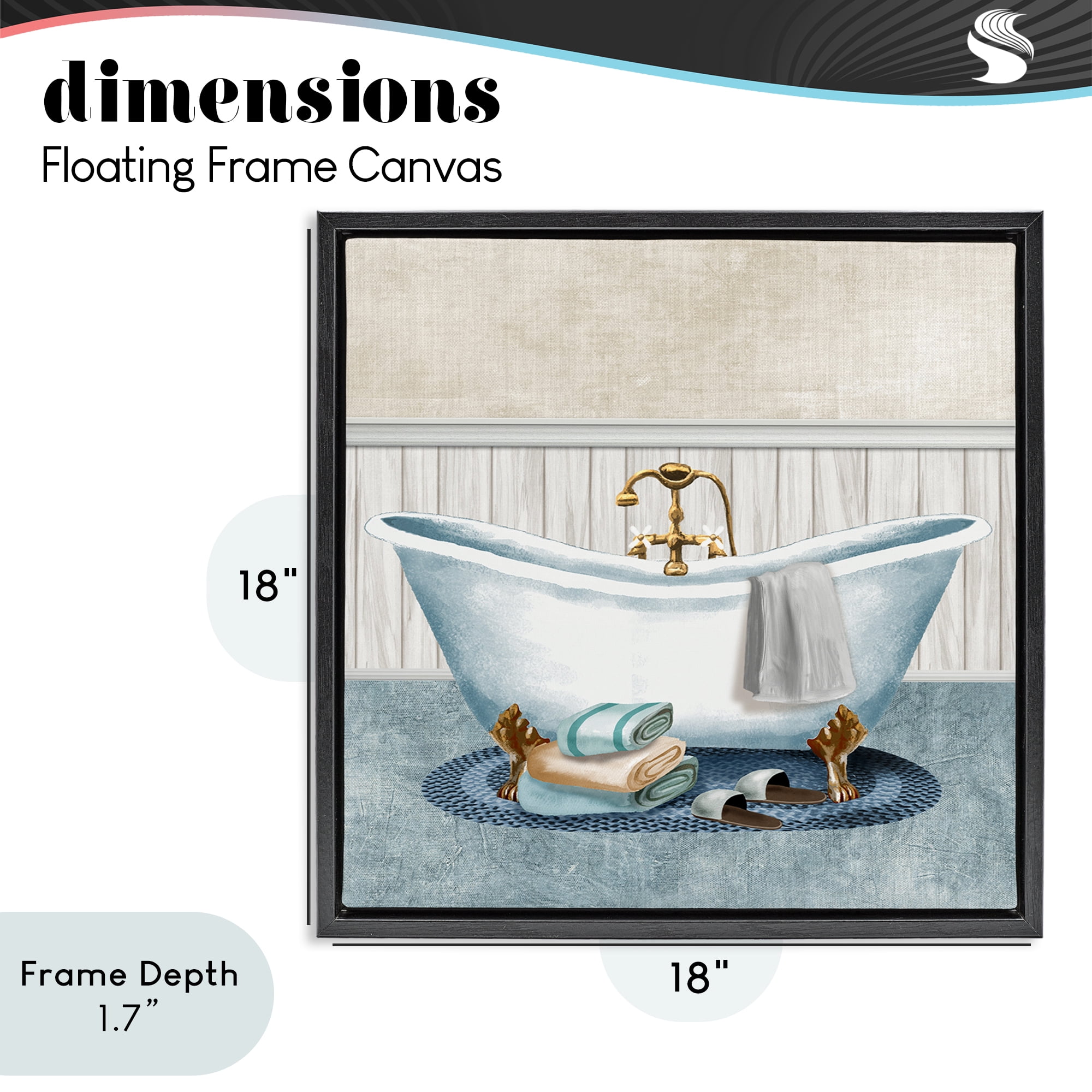 Stupell Industries Cozy Spa Bathtub & Slippers Black Framed Floater Canvas Wall Art, design by Conrad Knutsen