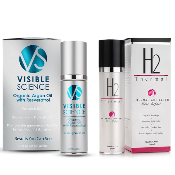 H2Thermal and Visible Science Argan Oil Serum Bundle-- Hair Repair and Prevent Damage - Seal Split Ends (2 Items)