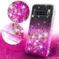 thumbnail image 2 of Samsung Galaxy S10 Plus Case Cute Glitter Liquid Quicksand Waterfall Floating Bling Shock Proof Phone Case Cover Diamond Girls Women w/[TPU Screen Protector] - Clear/Hot Pink, 2 of 5