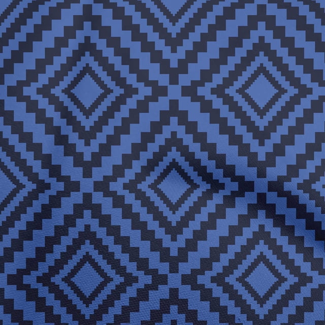 oneOone Polyester Spandex Medium Blue Fabric Geometric Sewing Craft Projects Fabric Prints By Yard 56 Inch Wide