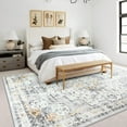 thumbnail image 5 of Balacho Flame Resistant Beige & Gray Boho Floral Area Rug Living Room Carpet, 5' x 8', 5 of 7