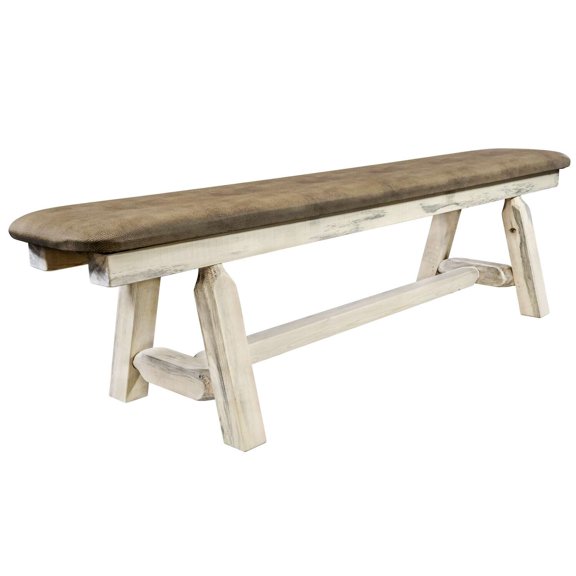 Homestead Collection Plank Style Bench, Ready to Finish, 6 Foot w/ Buckskin Upholstery