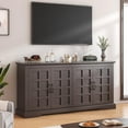thumbnail image 5 of Frmobepts 70" Large Buffet Cabinet, Farmhouse Kitchen Buffet Storage Cabinet, 4-Doors Wood Sideboard Credenza with Adjustable Shelves, Dark Brown, 5 of 9