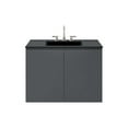 thumbnail image 3 of Modway Bryn 36" Modern Wood/Ceramic Wall-Mount Bathroom Vanity in Gray/Black, 3 of 8