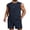 Navy Blue, variant on COOFANDY Casual Short Sets Men' 2 Piece Outfits Sleeveless T-Shirt and Shorts Set Summer Lightweight Knit Set